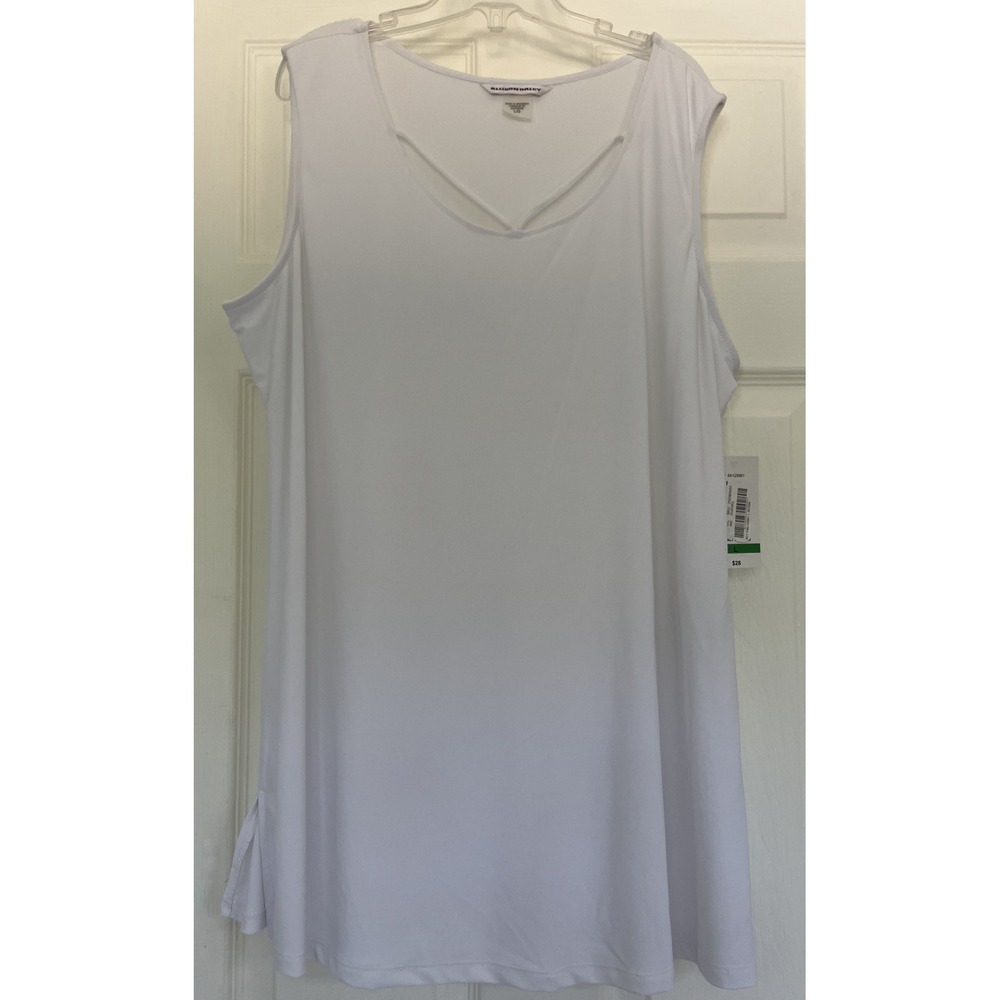 Allison Daley Women's Large Knit stretchy sleeveless Top white strapy NWT